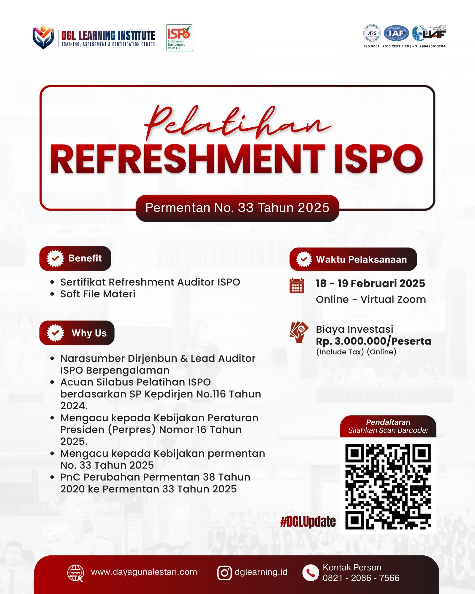 DGL Learning Institute Gelar Pelatihan Refreshment ISPO Mengacu Permentan No. 33 Tahun 2025