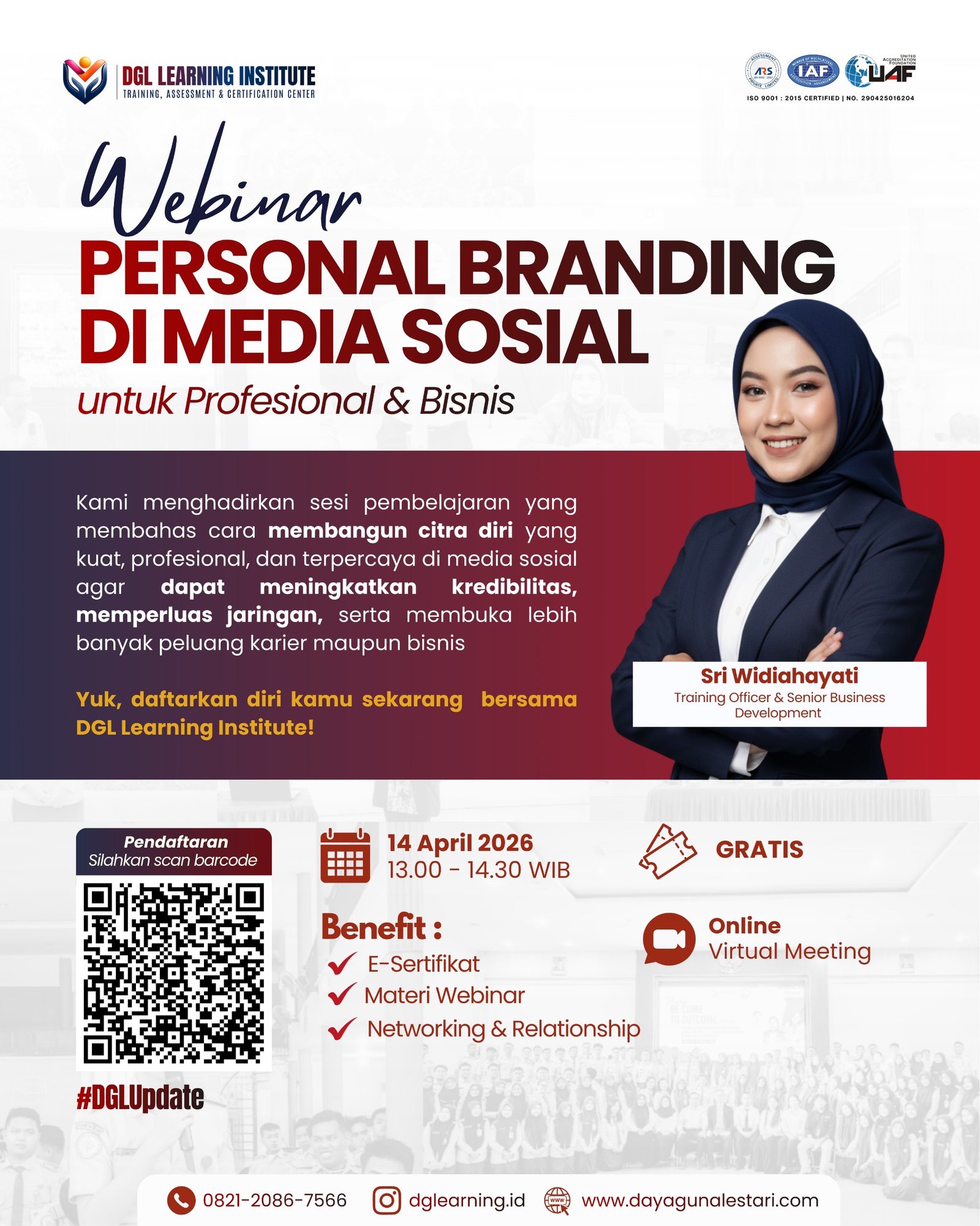 Bangun Citra Profesional di Era Digital! DGL Learning Institute Gelar Webinar Personal Branding di Media Sosial
